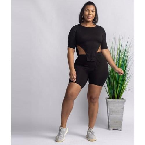 Irregular Short Sleeve T-shirt and Shorts 2 Piece Sets Womens Outfits Sweat Suits Fall Clothes for Woman Matching Sets Sportwear