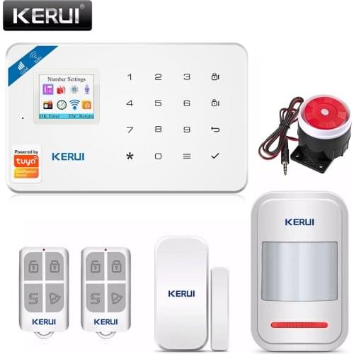 KERUI Home Security Alarm System W18 GSM WIFI Connection Mobile APP Receiving Color Screen Wireless Security Burglar Alarm Kit
