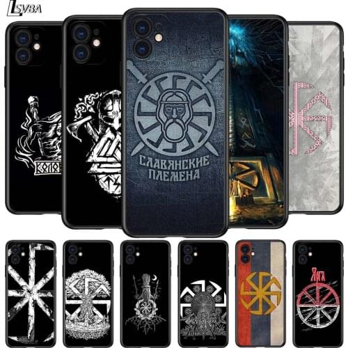 Slavic Viking symbol Kolovrat for Apple iPhone 12 Pro Max Mini 11 Pro XS Max X XR 6S 6 7 8 Plus 5 5S SE2020 Black Phone Case