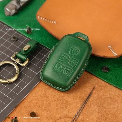 Leather Car Key Case Cover for Land Rover Range Rover Sport A9 Discovery 2 3 4 Sport For Jaguar XF A8 A9 X8 XE XF XFL Ring