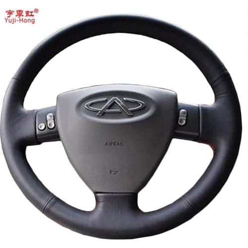 Yuji-Hong Genuine Cow Leather Car Steering wheel Covers for Chery A3 2008 2009 Hand-stitched Steering Natrual Leather Cover