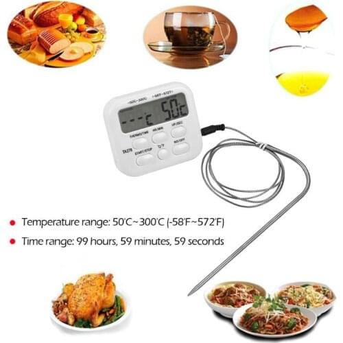 Stainless Steel Probe Type Electronic Thermometer Meat Cooking Water Food Multifunctional Alarm Thermometer Oven Kitchen Tool