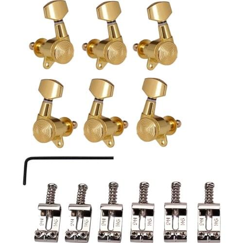 Zinc Alloy Guitar Bridge Saddles+3R3L Guitar Tuning Pegs Tuners for Stratocaster Telecaster Electric Guitar