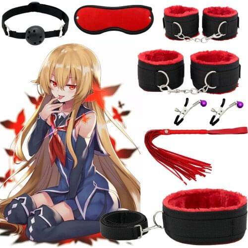Gothic Sexy BDSM Sets Sex Toys For Woman Erotic Bondage Fetish Plush Leather For Adult Game Couples Products Kits Handcuffs Whip