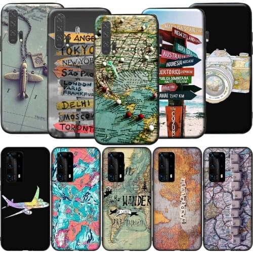 GX255 Wanderlust Map Travel for Huawei Y5P Y6P Y7A Y8P Y9A Mate 10 20 30 Pro Lite Nova 2i 3 3i 4 5 5T 7 SE P Smart Z