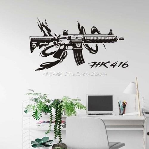 HK416 Wall Sticker Heckler & Koch Assault Rifle Decal German Army Vinyl Sticker Murals For Room Decoration