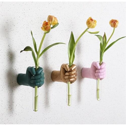 Arts Hand Hydroponics Vase Wall Hanging Home Decor Resin Crafts Creative 3D FlowerPot Wall Decoration Background Ornaments R4388