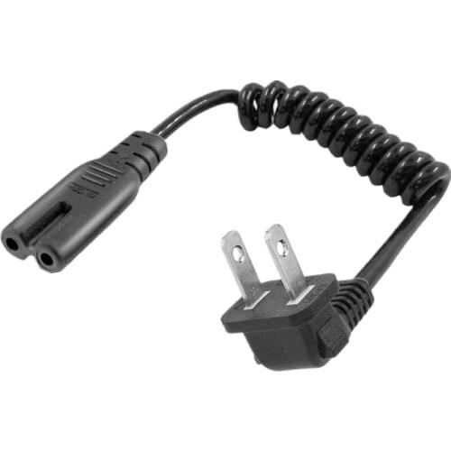 JP US Plug NEMA 1-15P 2PIN To IEC 60320 C7 AC Short Portable Cord 2 Prong Plug 20cm PU Retractable Spring Power cable
