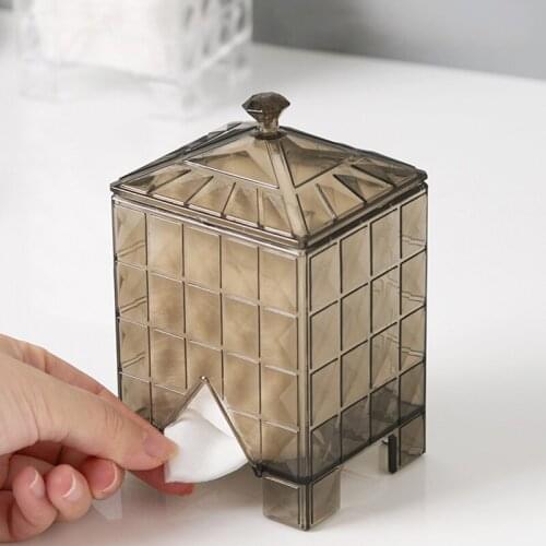 Make-up Cotton Swabs Storage Box Desktop Lipstick Remover Cotton Dressing Table Cosmetics Organizer Transparent Plastic Storage
