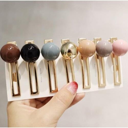 2019 Korean Candy Color Acrylic Ball Hair Clips Liu Hai Clip Korea Ball Side Clip Hairpin Hair Accessories Headwear