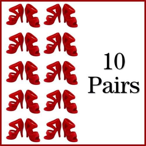 NK 10 pairs/Set Doll Red Shoes Cute Heels Fashion Sandals For Girl Doll High Quality Baby Toy 014A 6X