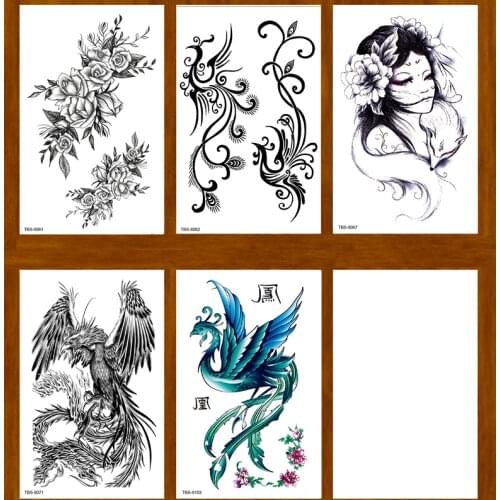 Phoenix/beauty/Rose Flower Temporary Tattoo Stickers Tatoo Men henna Tatoo body art tattoo Waterproof temporary tattoos