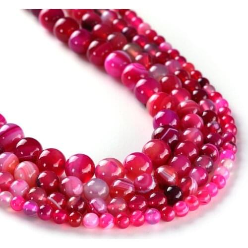 Matte Pink Fuchsia Agate Beads Round Natural Gemstone Loose Beads Sold by Strand Size 6mm 8mm 10mm 12mm