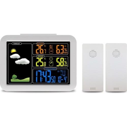 Weather Station Digital Thermometer Hygrometer Indoor Outdoor Temperature Humidity Meter Lcd Display Sensor color display
