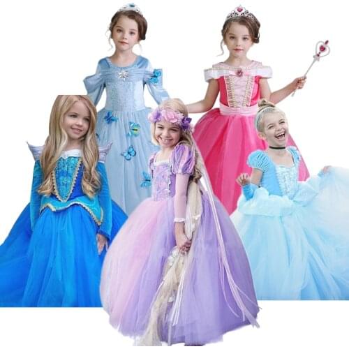 Girl Halloween Princess Costume Long Sleeve Dress For Kids Carnival Cosplay Robe Fille Children Dress