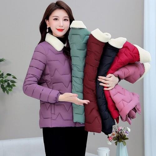 ISENMAL New Winter Women Jacket Parkas Long Sleeve Short Jacket Warm Cotton Padded Parka Outwear Female Jacket Coat