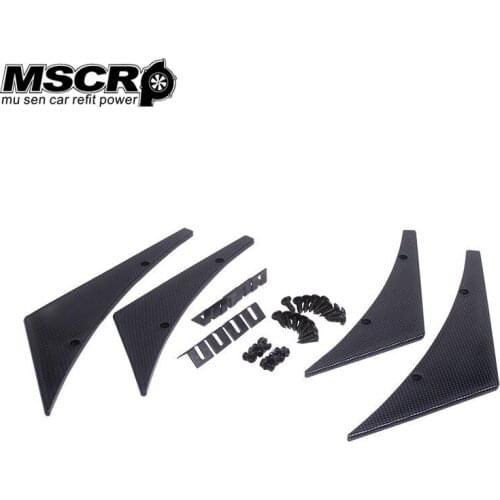 MSCRP Carbon Fiber Look Car Front Bumper Lip Splitter Fins Body Spoiler Canards Valence Chin For Auid/BMW/VWMSCRP-170602