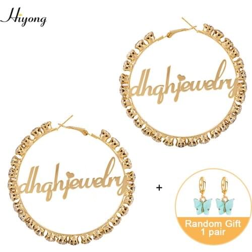 Personalzied Custom Name Earrings Customized Earrings Colorful Zircon Hoop Earring Stainless Steel Jewelry Gift 2021 New Design