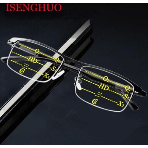 Progressive Multifocus Computer Reading Glasses Men Blue Light Blocking Readers Eyeglasses Anti Glare Eye Strain Light Weight