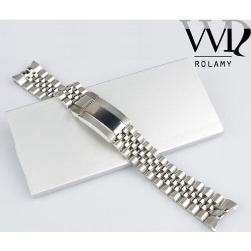 Rolamy 20mm 316L Steel Replacement Wrist Watch Band Strap Bracelet Jubilee With Oyster Clasp For Rolex GMT Master II