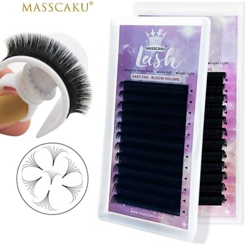 Hot selling 1s auto fanning matte back eyelash extensions self fan easy flower eyelashes easy to make fan lash extensions