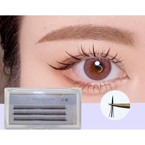 1 box Eyelash Extension 3D Natural Russian Volume Faux Eyelashes Individual Cluster fluffy black Lashes eyelash Makeup supplies