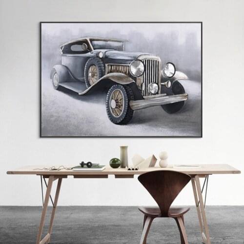 Hand Drawing Vintage Grandad Car Metal Poster Retro Car Wall Art Painting Pub Bar Garage Aisle Living Room Home Bedroom Decor
