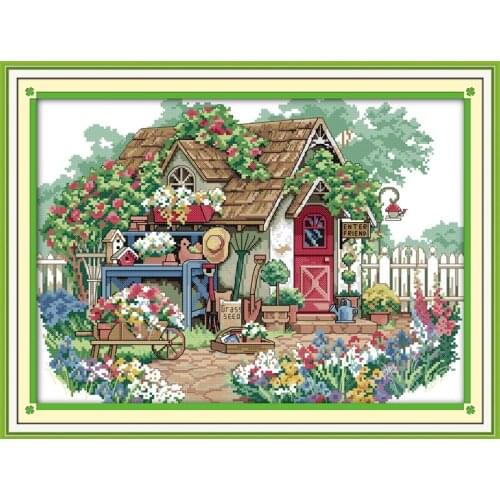 Flower Cabin Scenic Needlework,Cross stitch,Sets For Embroidery kits, Printed Patterns Counted Cross-Stitching,DIY Handmade