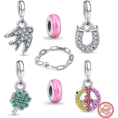 New 925 Sterling Silver My Love Starfish Flamingo Pendant Charm Fit Original Pandora Me Bracelet DIY Bead Jewelry For Women