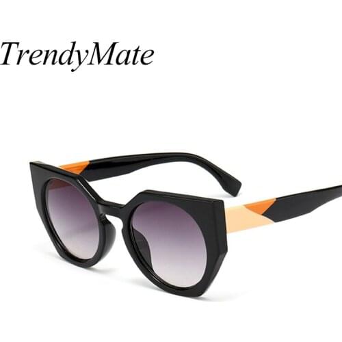 Cat Eye Sunglasses Women Luxury Round Sun Glasses Retro Shades For Ladies Brand Designer Eyewear Superstar Oculos 2018 New 1448T