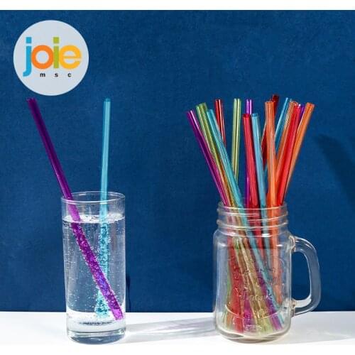 Joie Rainbow Straws Non-disposable Children Cute Plastic PETG Reusable Rainbow Straws Food Grade Transparent Juice Straws