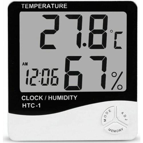 1Pc Thermometer Hygrometer LCD Digital Screen Clock Date Alarm Multifunctional Indoor Electronic Thermometer