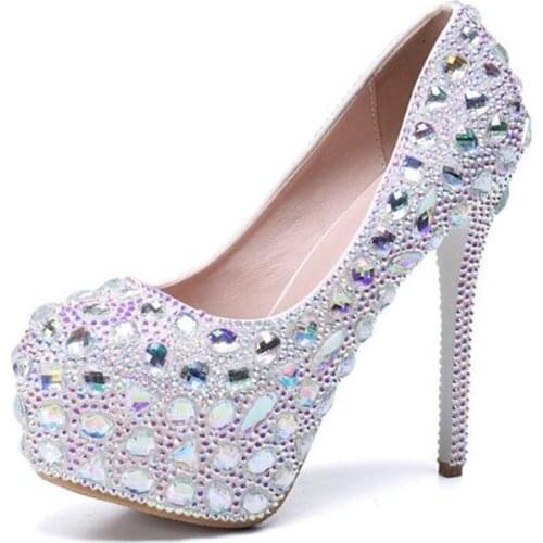 Sexy Women Pumps Ladies Wedding Sequined Cloth Slip On Thin High Heels Round Toe Dress Party waterproof Bling shoes for women
