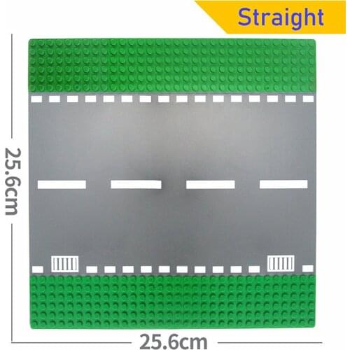 Green Street Baseplates Straight Crossroad Curve T-Junction Building Blocks Compatible with leduo Classic City Road Base Plate