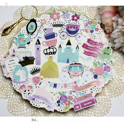 ZFPARTY 34pcs Fairy tale Cardstock Die Cut Stickers for Scrapbooking Happy Planner/Card Making/Journaling Project