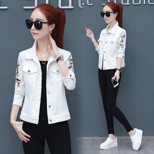 Denim Jacket Autumn Women 2021New Korean Female Autumn Embroidered Jacket Top Short Coat Cowboy Overcoat C1095