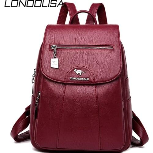 Soft Leather Travel Backpack Female Shoulder Bags Sac A Dos Femme Casual Ladies Bagpack Mochilas School Bags for Teenage Girls