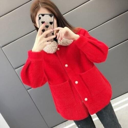 Imitation Mink Cashmere Cardigan Sweater Women Autumn Winter Single Breasted Casual Warm Jacket Knitwear Outerwear Femme X329