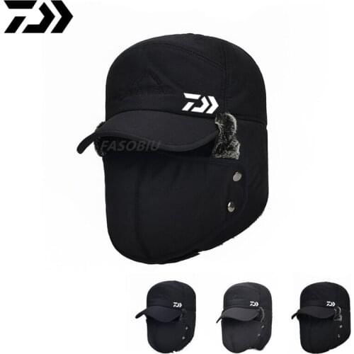 2021 DAIWA Fishing Winter Thermal Hats Men Women Fashion Ear Protection Windproof Ski Cap Face Mask Warm Velvet Thick Couple Hat