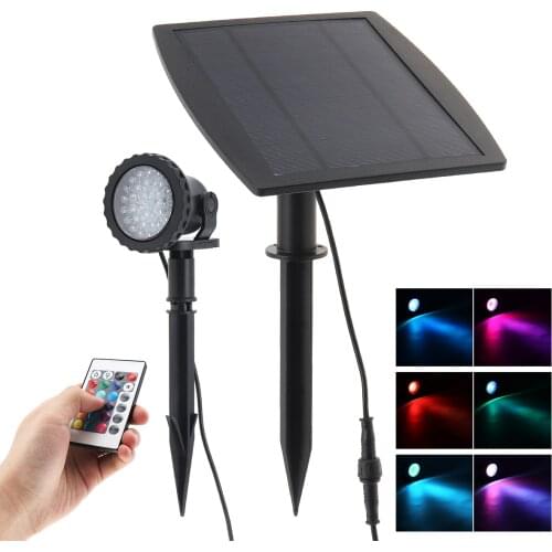 36LED Solar RGB Pond Lights Underwater Landscape SpotlightGround Lamp with RF Control for Garden Outdoor
