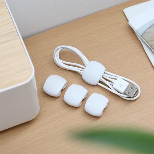 4Pcs Fashion Cable Winder Simple Round Clip USB Charger Holder Desk Tidy Organise Wire Cord Lead for Desktop Cable Fixed