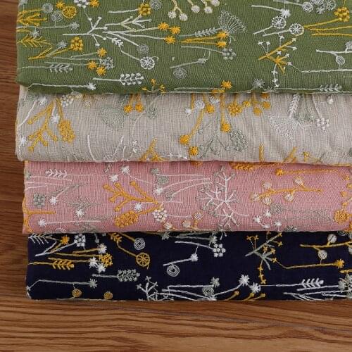 50cm*125cm/piece,3D Embroidery Cotton Hemp Cloth,Clothing,Skirt,Bag,Curtain,Tablecloth,Decorative Fabric,DIY Handmade Materials