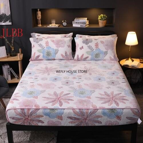 5D snowflake fleece Fitted sheet 1pc printed elastic rubber sheet 2020 new velvet fleece bed cover pastoral style bed linen soft