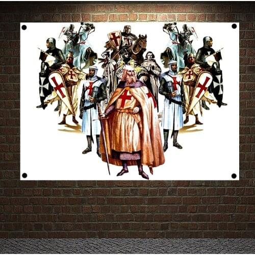Ancient Cross Legion Banners Flags Wall Art Knights Templar Posters Wall Hanging Ornaments Mural Canvas Painting Home Decoration