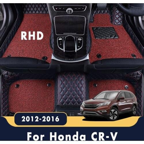 RHD Car Floor Mats Carpets For Honda CR-V CRV 2016 2015 2014 2013 2012 Auto Luxury Double Layer Wire Loop Leather Rugs Custom