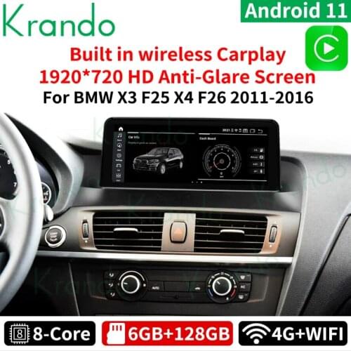 Krando Android 10.0 10.25'' 4G 64G Car Radio Multimedia GPS For BMW X3 F25 / X4 F26 2011-2016 NBT CIC Audio Wireless Carplay