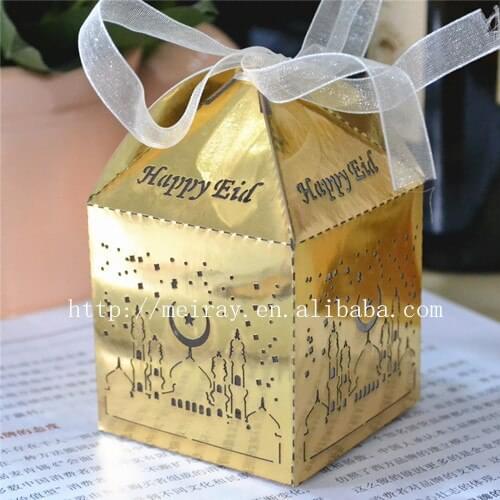 Free shipping to USA&CA! "Islamic castle" Happy Eid candy box Eid decorations laser cut Happy Eid products best Eid gifts