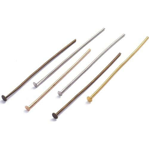 200pcs/bag Flat Head Pins 20 25 30 40 50 60 70 mm Head Pins Needles Beads For DIY Jewelry Making Findings Supplies