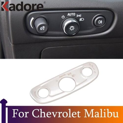 For Chevrolet Malibu 2016 2017 2018 Stainless Steel Inner Front Head Light Switch Button Trim Headlight Cap Car Styling Stickers