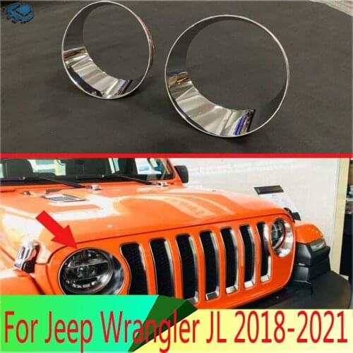 For Jeep Wrangler JL 2018 2019 ABS Chrome Front Head Light Headlight Lamp Cover Trim Molding Frame